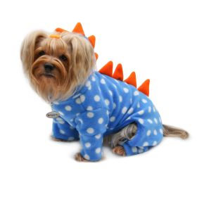 Polka Dots DINO Fleece Hooded Bodysuit/Pajamas - XS