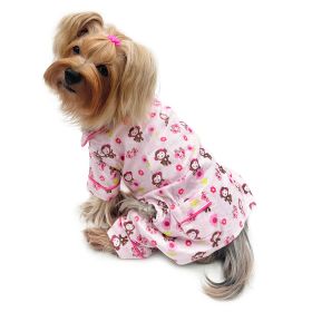 Girly Monkey Flannel Pajamas with 2 Pockets - XL