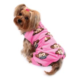 Silly Monkey Front Sleeveless Fleec Pajamas - Pink - M