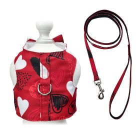 Abstract Hearts Harness Vest with Matching Leash - S