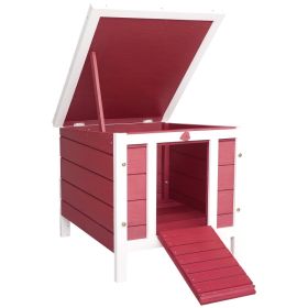 Small Wooden Rabbit Hutch Bunny Cage Guinea Pig Cage Duck House Dog House with Openable & Waterproof Roof, for Rabbits, Chickens, Ducks, Red (Option: Red-575x475x165 mm)
